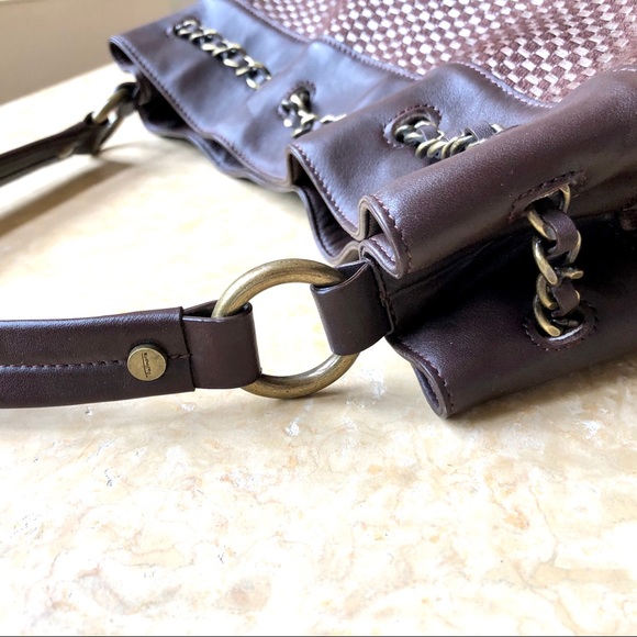 NWOT Talbots Leather & Woven Cloth Shoulder Bag - Picture 4 of 8